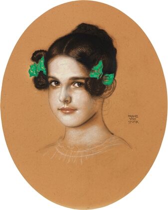 Bildnis der Tochter Mary mit grünen Schleifen (ca 1910)