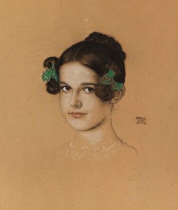 Bildnis der Tochter Mary mit grünen Schleifen (Ca. 1913)