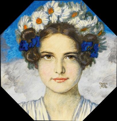 Bildnis der Tochter Mary Stuck mit Margeritenkranz (1910)
