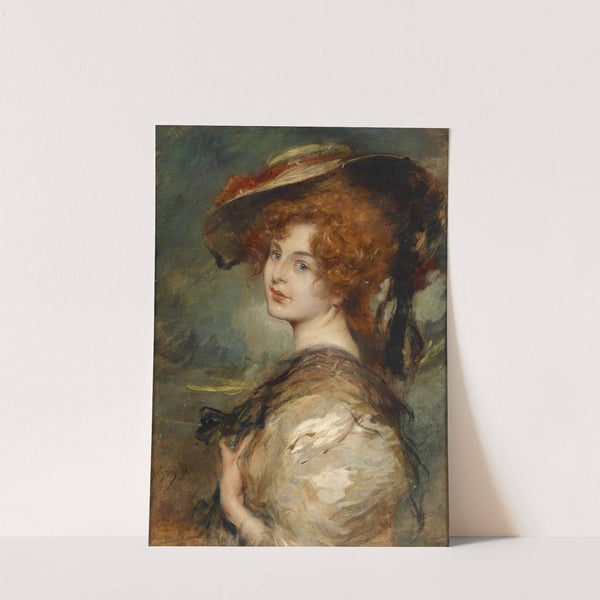 Bildnis einer Dame mit rotem Haar und Hut by Leopold Schmutzler