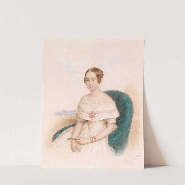 Bildnis einer jungen Dame in weißem Kleid by Anton Hähnisch
