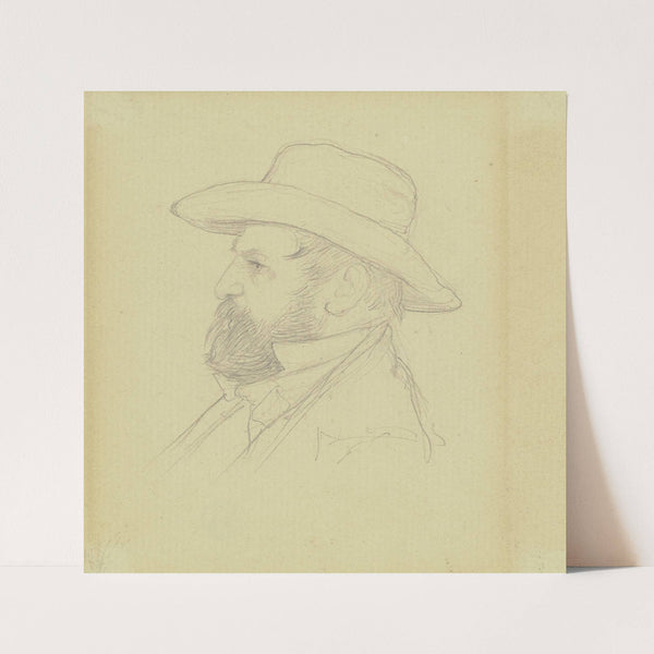 Bildnis eines Mannes mit Hut im Profil nach links by Johann Jakob Hoff