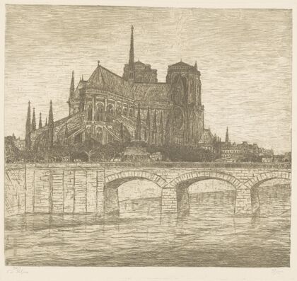 Gezicht op de achterkant van de Notre Dame in Parijs Notre Dame (1873-1931)