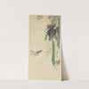 Bird at flowering bean plant by Ohara Koson