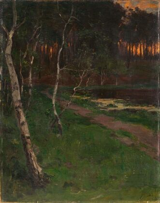 Birken am Seeufer bei untergehender Sonne (1892-1894)
