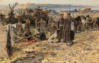 Biwak des ersten Kavallerie-Regiments Sofia am Golf von Saros