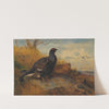 Blackgame on a rocky outcrop, with a loch beyond by Archibald Thorburn