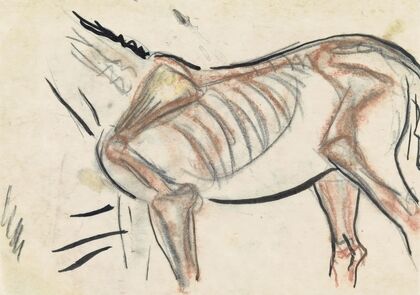 Blad met schets van een paard