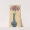 Blauw glazen vaasje met lila Dahlia by Maurits van der Valk