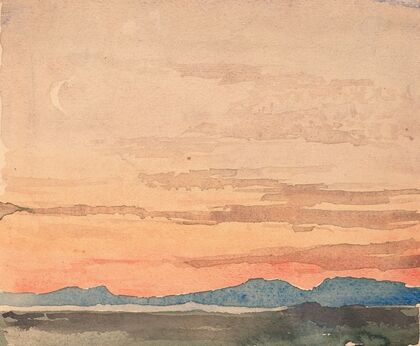 Blick auf das Nordostende des Neuenburger Sees von Ins aus bei Abenddämmerung (1892)