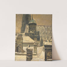 Blick auf den Adlerturm der Stephanskirche von den Dächern der Häusergruppe Stephansplatz (1931) by Alois Hänisch