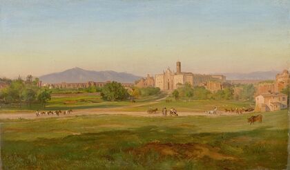 Blick auf die Basilica di Santa Croce in Gerusalemme (Rom) (circa 1848)