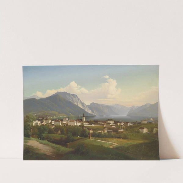 Blick auf Gmunden mit Schloss Orth by Johann Wilhelm Jankowski