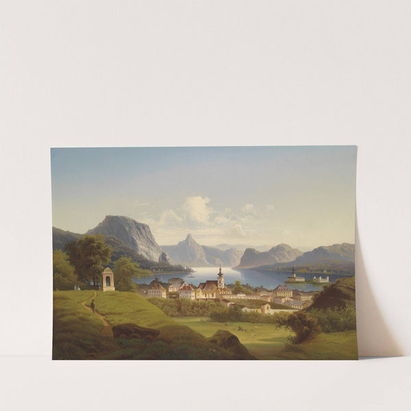 Blick auf Gmunden mit Schloss Orth by Johann Wilhelm Jankowski