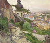 Blick auf Mödling von dem Weg zum Liechtenstein oberhalb der Pfarrkirche herab auf die Stadt (1942)