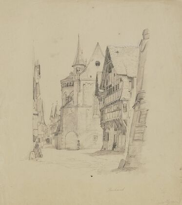 Blick durch die Oberstraße gen Süden auf den Chor von St. Peter in Bacharach