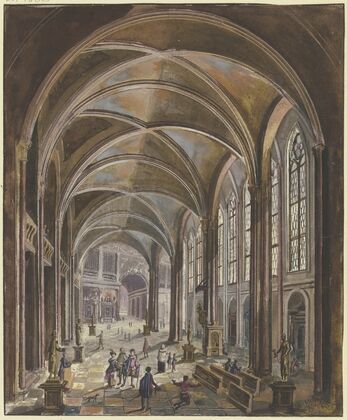Blick In Ein Kircheninneres Mit Gotischen Fenstern Und Barockausstattung — size preview