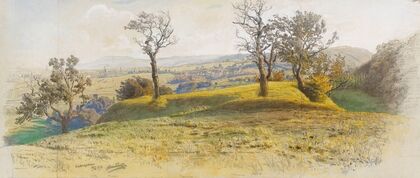 Blick vom Kaasgraben über den Krottenbach auf Pötzleinsdorf, die Schmelz und den Wilheminenberg (1913)