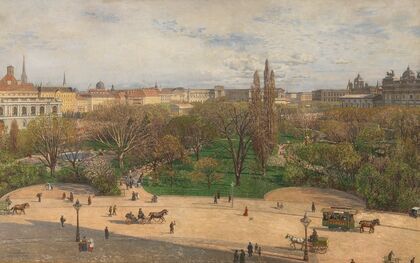 Blick vom Rathaus auf den neuen Trakt der Hofburg und dessen Umgebung (1906)