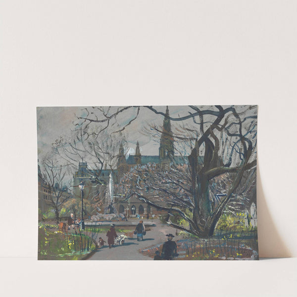Blick vom Rathausplatz gegen das Rathaus im Frühling (1943) by Oskar Laske