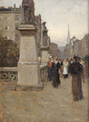 Blick vom rechten Brückenkopf der Elisabethbrücke gegen die Kärntnerstrasse (1895)