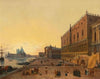 Blick von der Riva degli Schiavoni über den Bacino di San Marco auf S. Maria della Salute bei Sonnenuntergang (1839)