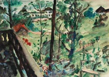 Blick von einem Balkon in Richtung Walchensee (1919-1925)