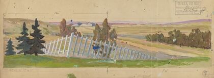 Blood and Thunder: Sketch no. 4 (Picket Fence with Trees and Fields) (1934-1943)
