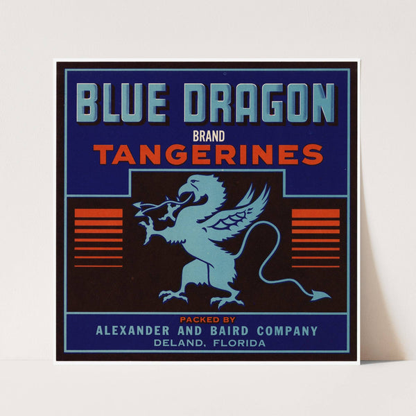 Blue Dragon Brand Tangerines Label (1930-1950)