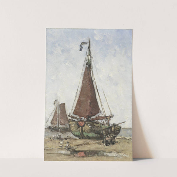 Bluff-bowed Fishing Boat on the Beach by Joannes Barnardus Antonius Maria Westerwoudt