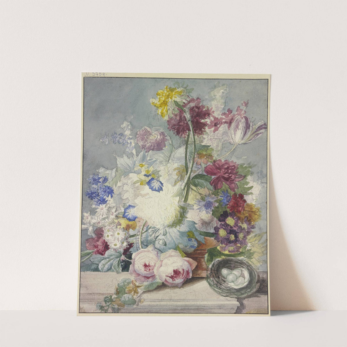 Blumenstrauß, Dabei Ein Vogelnest Mit Eiern by Paul Theodor Van Brussel