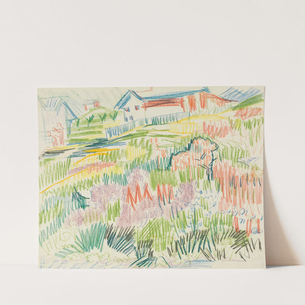 Blumenwiese mit Häusern by Ernst Ludwig Kirchner