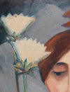 Blüten und weiblicher Kopf