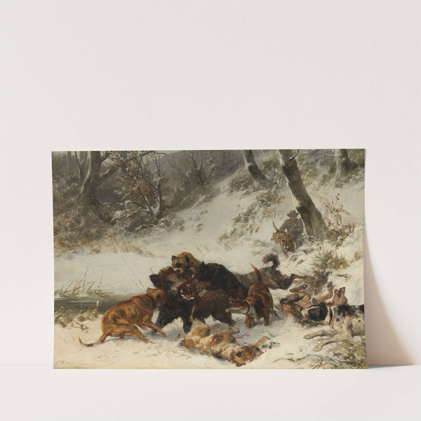 Boar hunt (1874) by Carl Friedrich Deiker