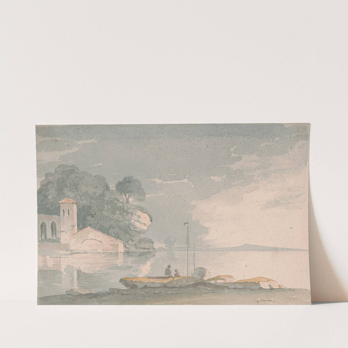 Boat and Figures on Shore of a Lake by John Baverstock Knight