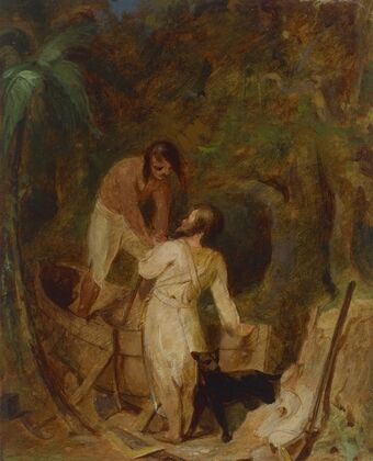 Boat Building by Robinson Crusoe and Friday