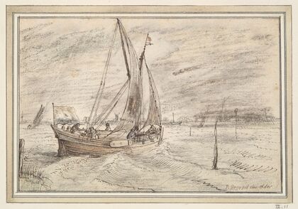 Boat Sailing in Stormy Weather early (17th century)