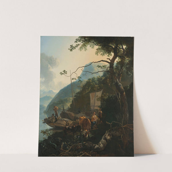 Boatmen Moored on the Shore of an Italian Lake (1650 - 1670) by Adam Pynacker