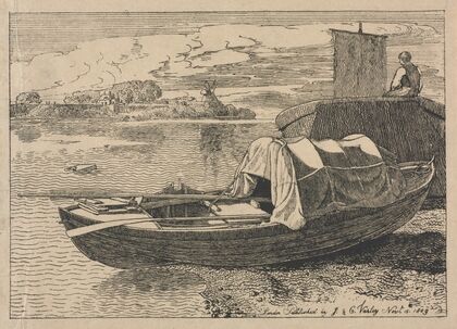 Boats on a River, Windmill in Distance (1809)