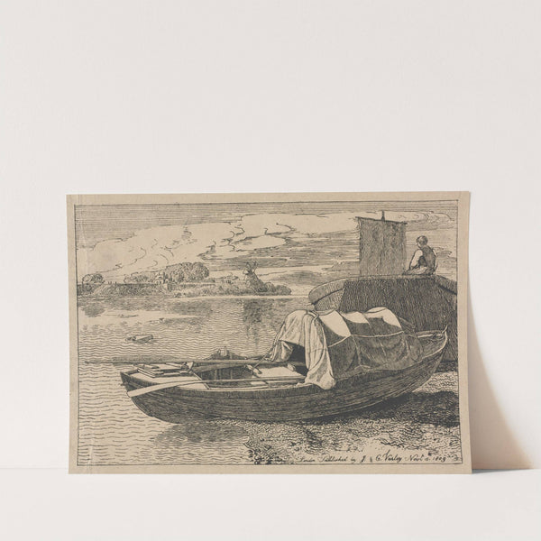 Boats on a River, Windmill in Distance (1809) by Cornelius Varley