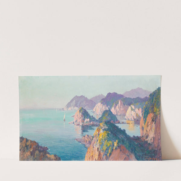 Boats Sailing Near A Rocky Coast by Eugène-François-Adolphe Deshayes