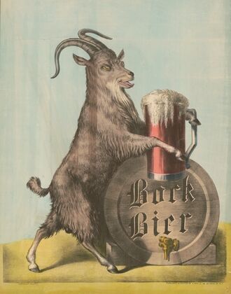 Bock Bier [legend in stone appears on barrel head] (1880)