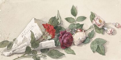 Boeket rozen en pelargonium (1878)