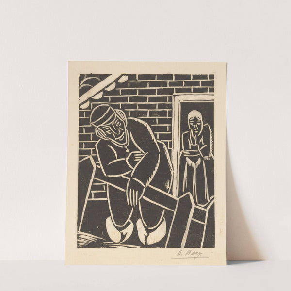 Boer voor zijn woning (ca. 1912-1931) by Else Berg