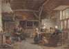 Boereninterieur, familie in de keuken