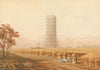 Bonaparte’s Column in Scafolding at Boulogne, France, with Harvesters in a Field