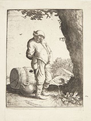 Bonde, der urinerer