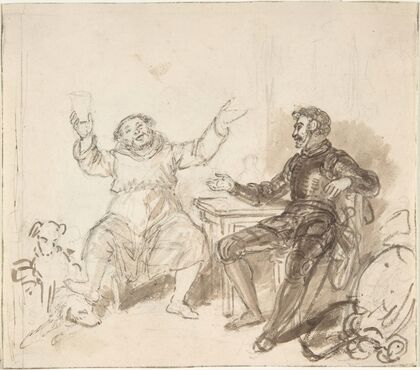 Book illustration; Knight and Monk