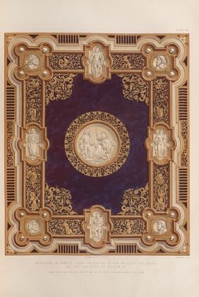 Bookcover in carved ivory presented to her majesty the queen, by the emperor of Austria