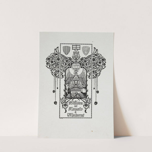 Bookplate; Biblioteca del Monastir de Montserrat (1905) by José Triadó